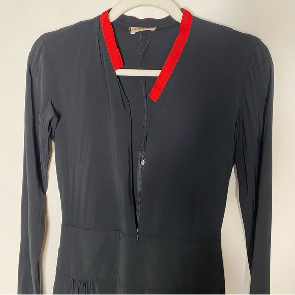 EMPORIO ARMANI Black Wool Blend Mini Dress with Red Collar - Size 4 - Picture 7 of 12